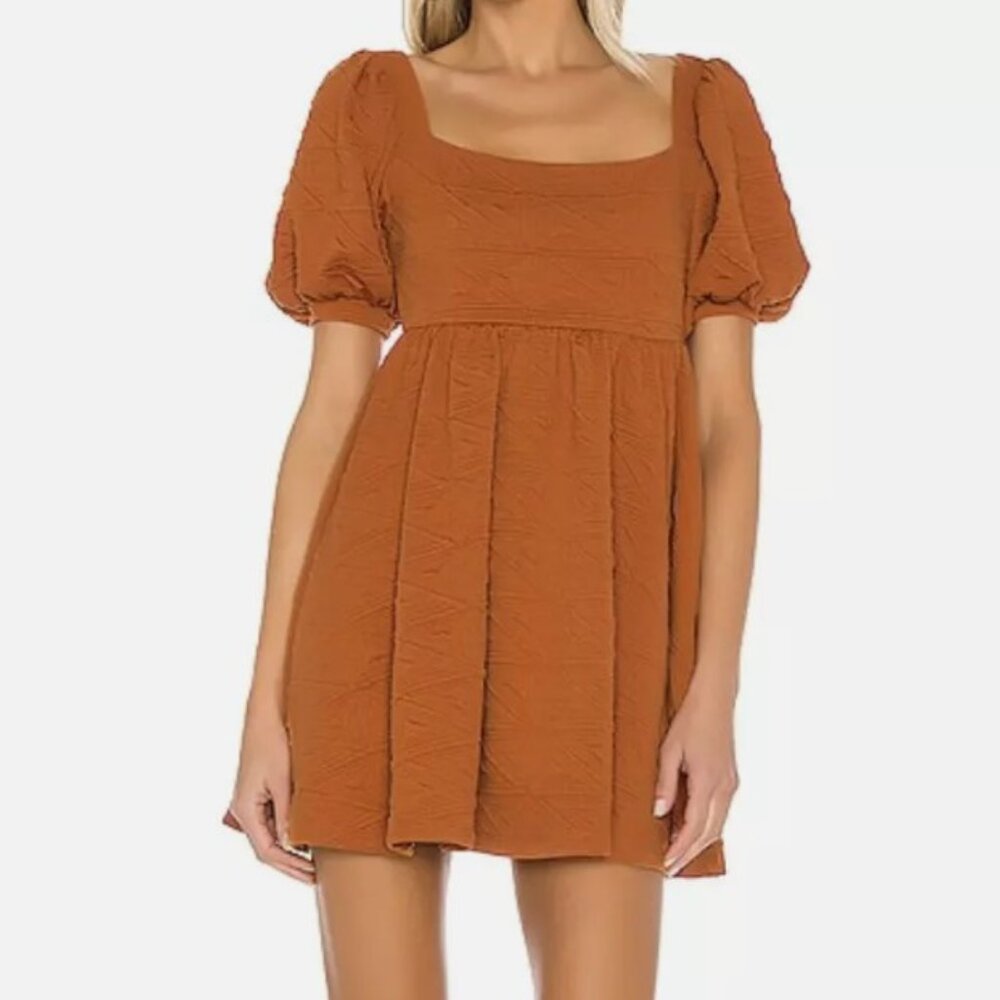 Free People Violet Puff Sleeve Mini Dress. Sunset (burnt orange). Sz S. RP $108